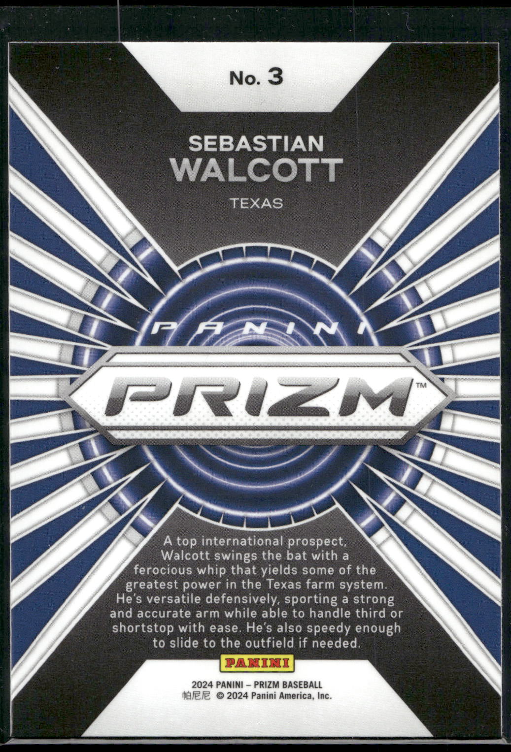 2024 Panini Prizm #3 Sebastian Walcott Hype
