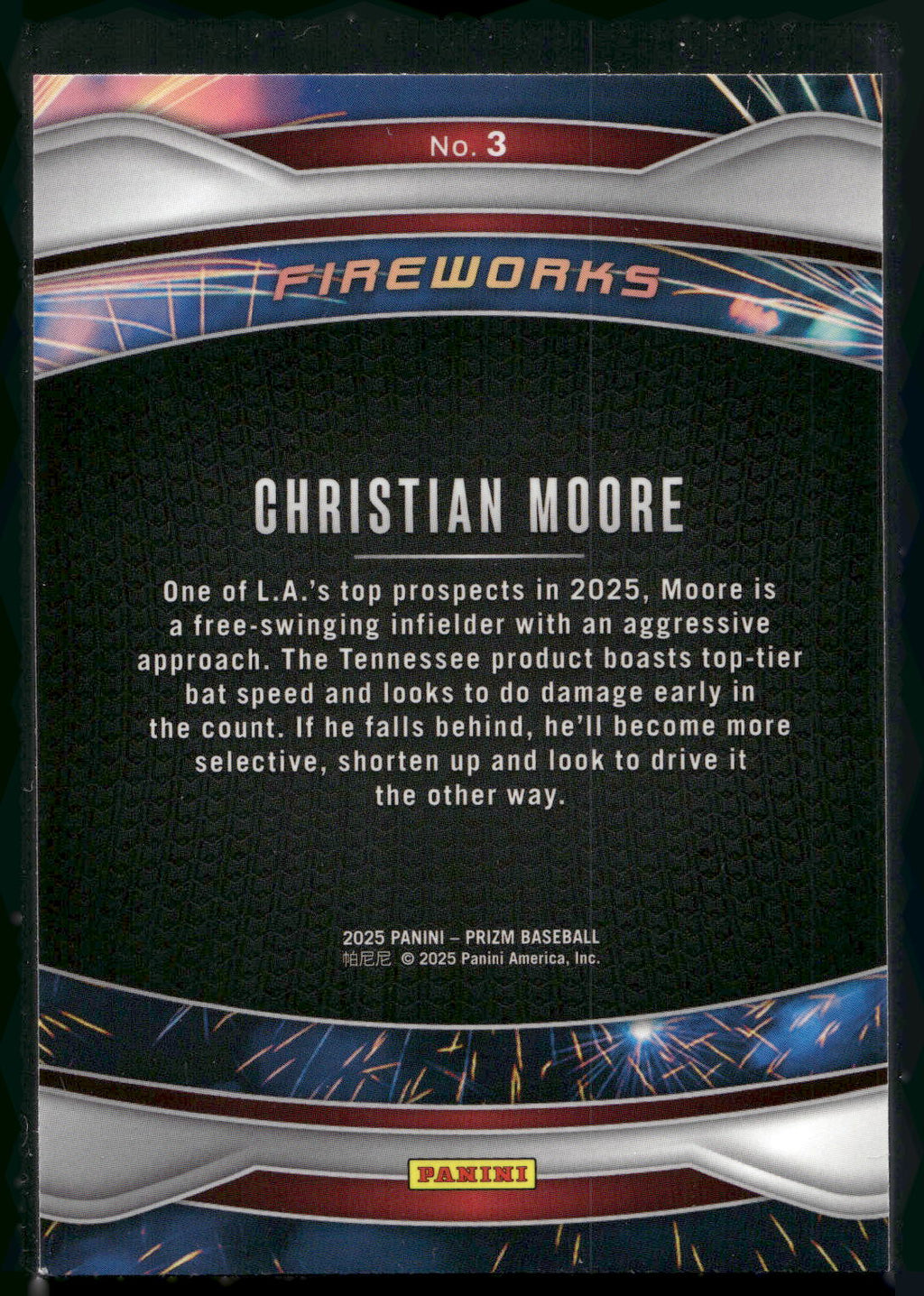 2025 Panini Prizm #3 Christian Moore Fireworks