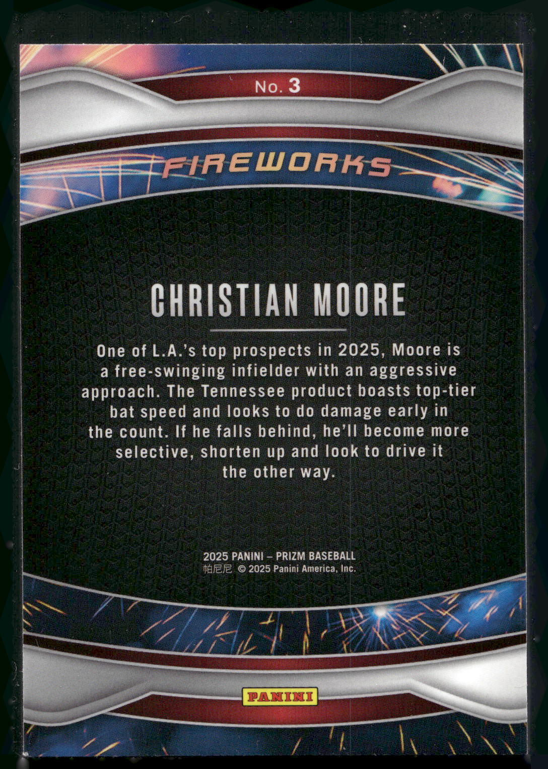 2025 Panini Prizm #3 Christian Moore Fireworks