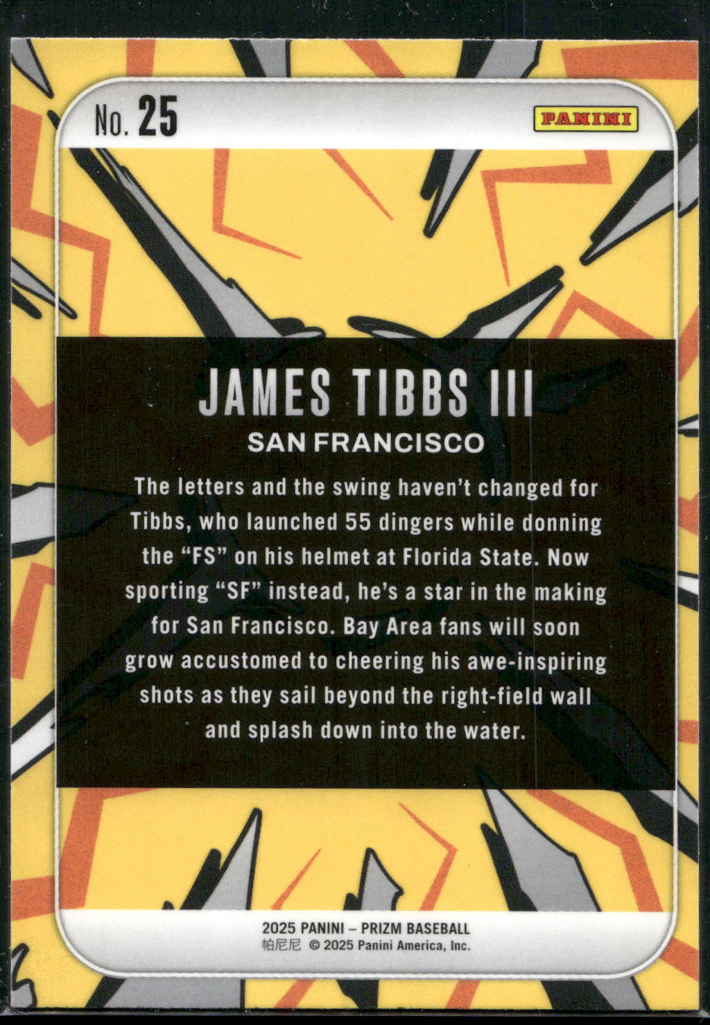2025 Panini Prizm #25 James Tibbs III Dingers!