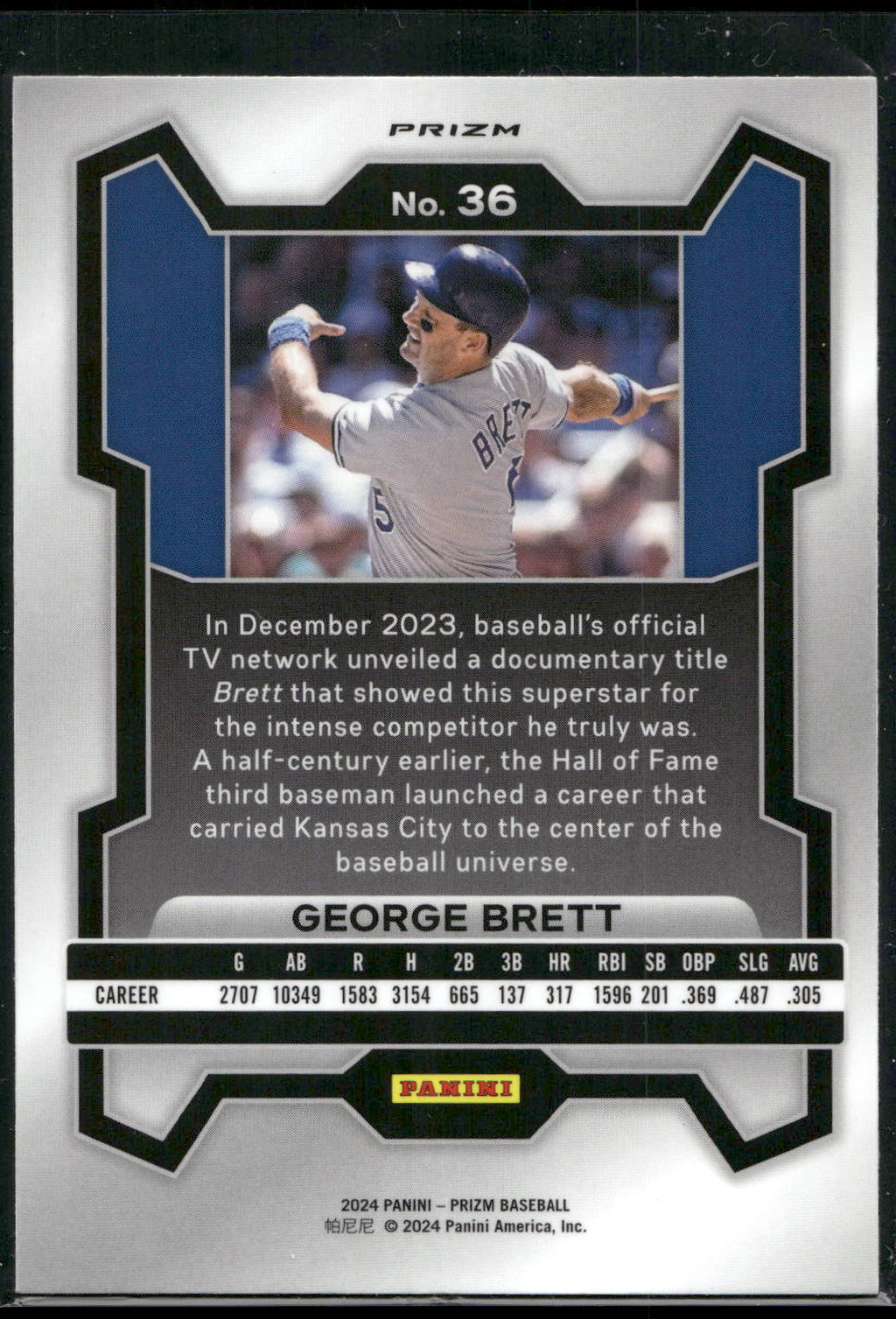 2024 Panini Prizm #36 George Brett Blue Ice Prizms
