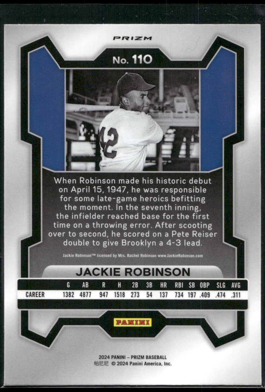 2024 Panini Prizm #110 Jackie Robinson Silver Prizms