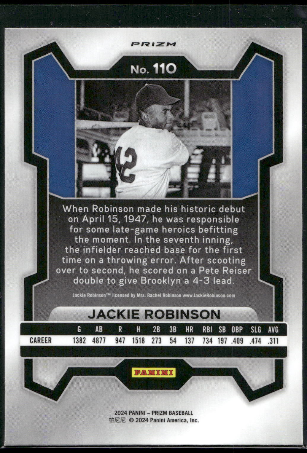 2024 Panini Prizm #110 Jackie Robinson Silver Prizms