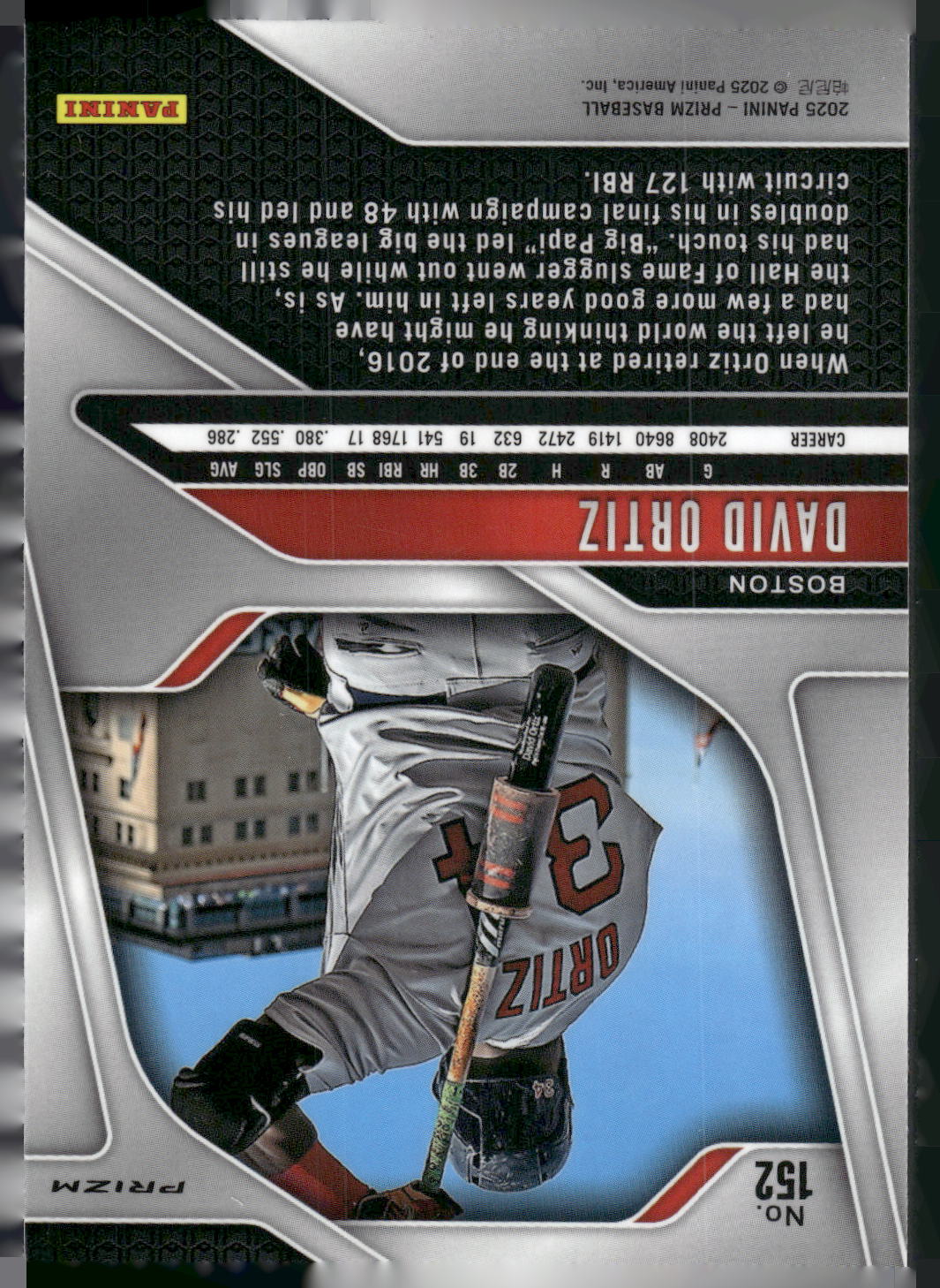 2025 Panini Prizm #152 David Ortiz Pink Ice Prizms