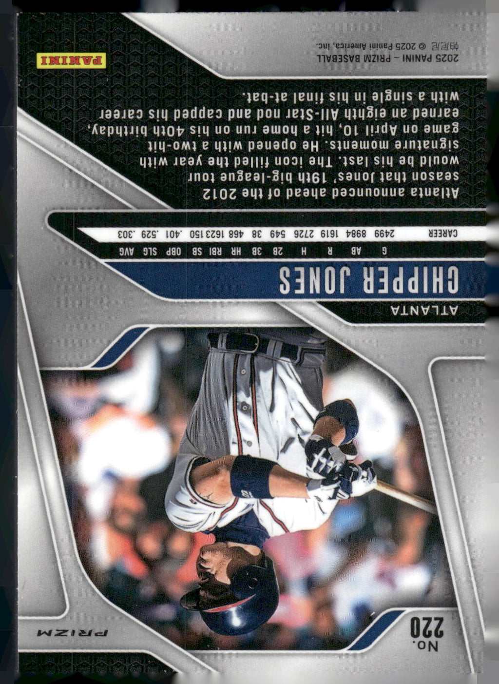 2025 Panini Prizm #220 Chipper Jones Blue Ice Prizms