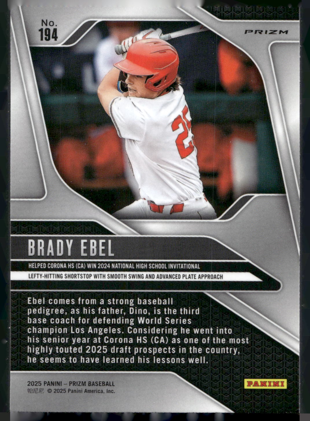 2025 Panini Prizm #194 Brady Ebel Blue Ice Prizms