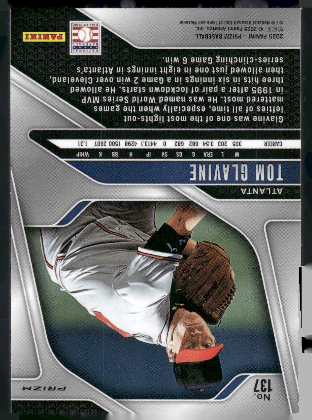 2025 Panini Prizm #137 Tom Glavine Blue Ice Prizms