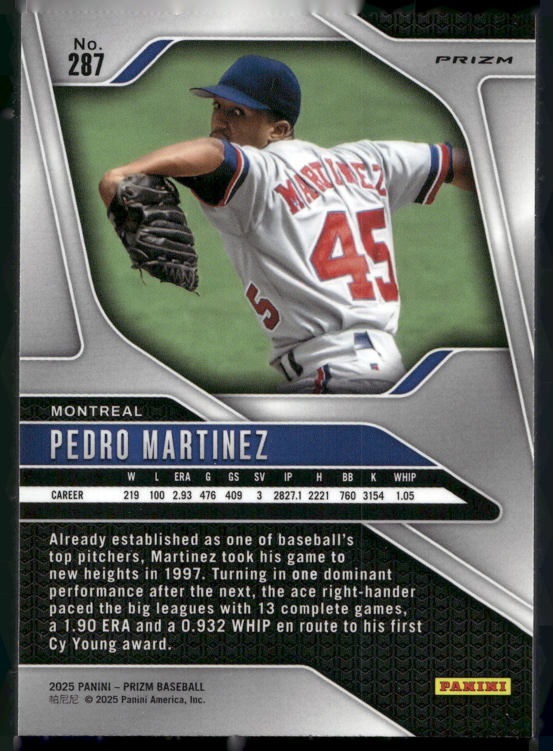 2025 Panini Prizm #287 Pedro Martinez Blue Ice Prizms