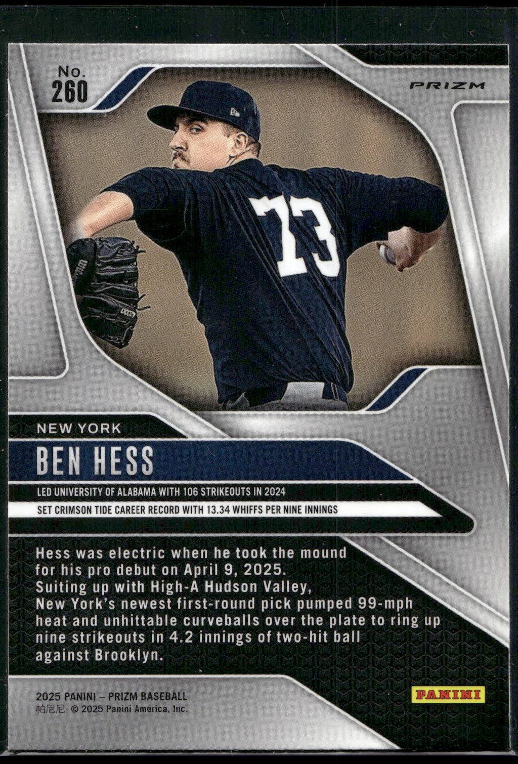 2025 Panini Prizm #260 Ben Hess Green Prizms