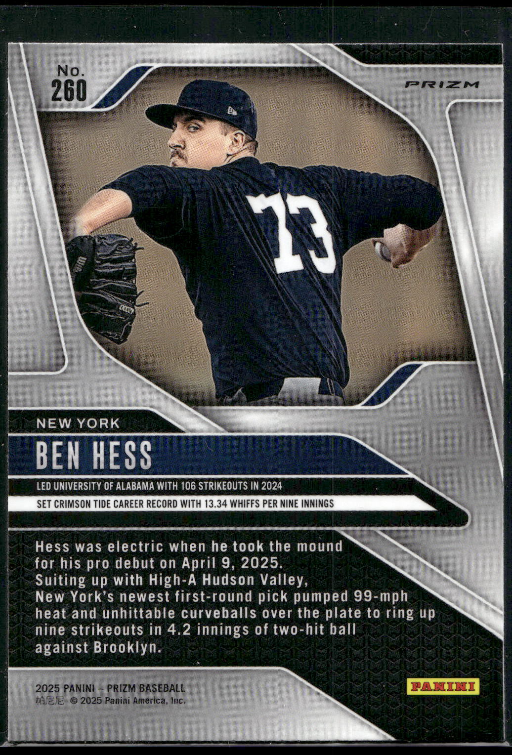 2025 Panini Prizm #260 Ben Hess Green Prizms