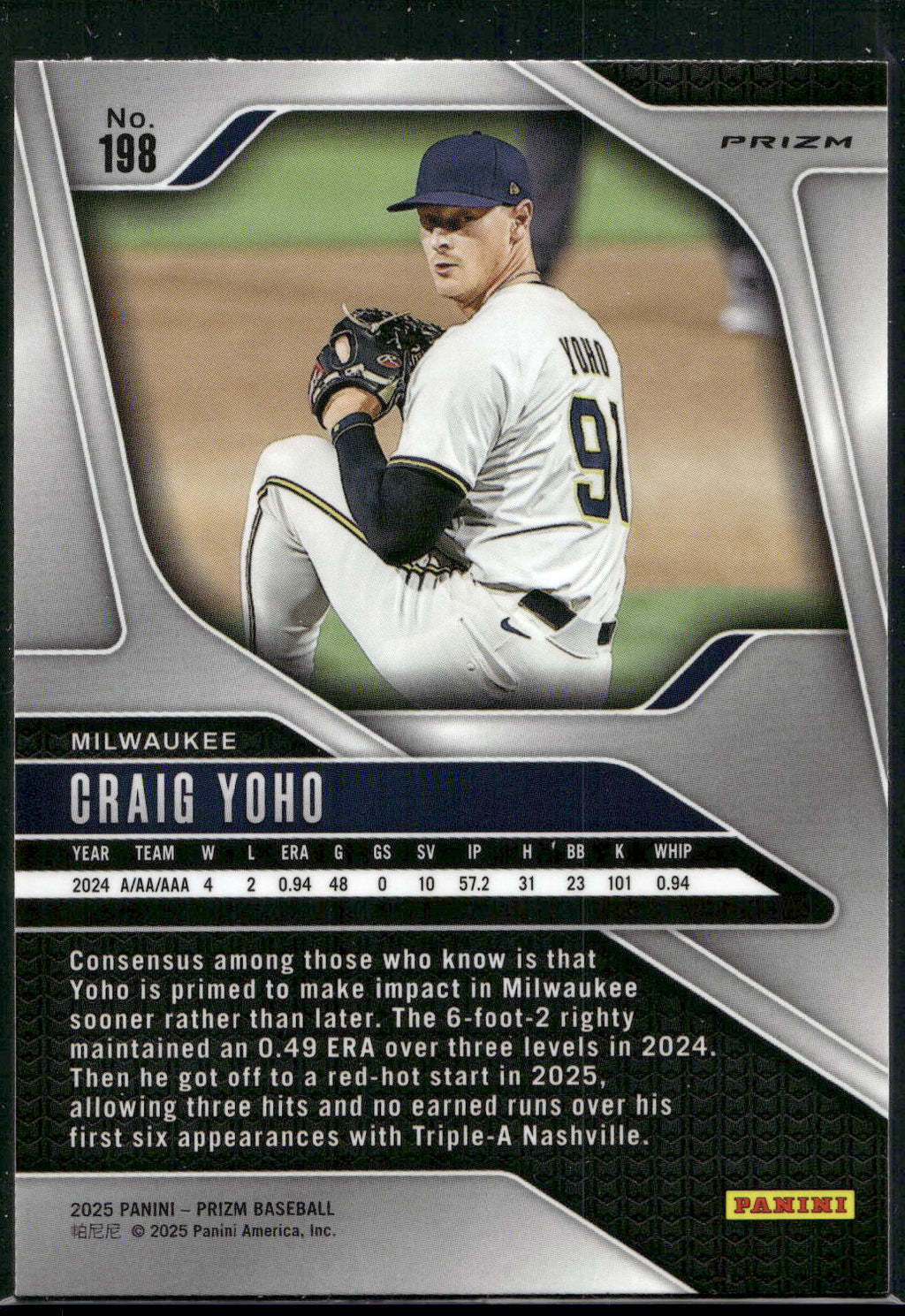 2025 Panini Prizm #198 Craig Yoho Silver Prizms
