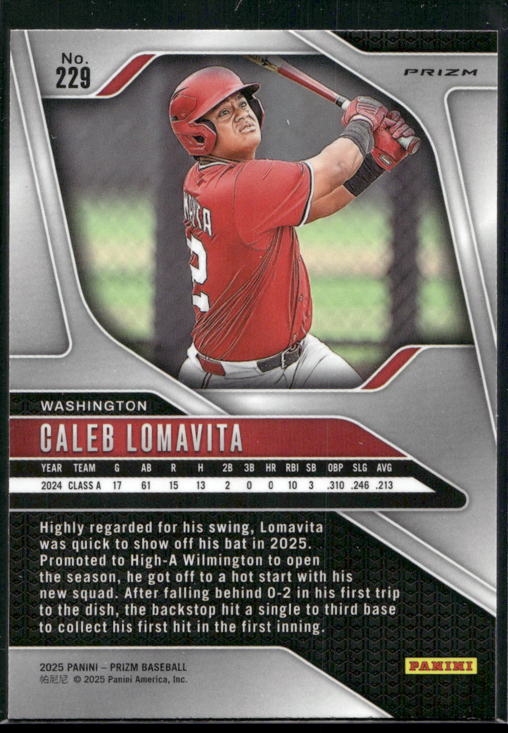 2025 Panini Prizm #229 Caleb Lomavita Silver Prizms