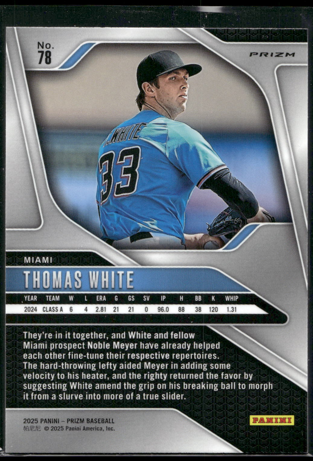 2025 Panini Prizm #78 Thomas White Silver Prizms