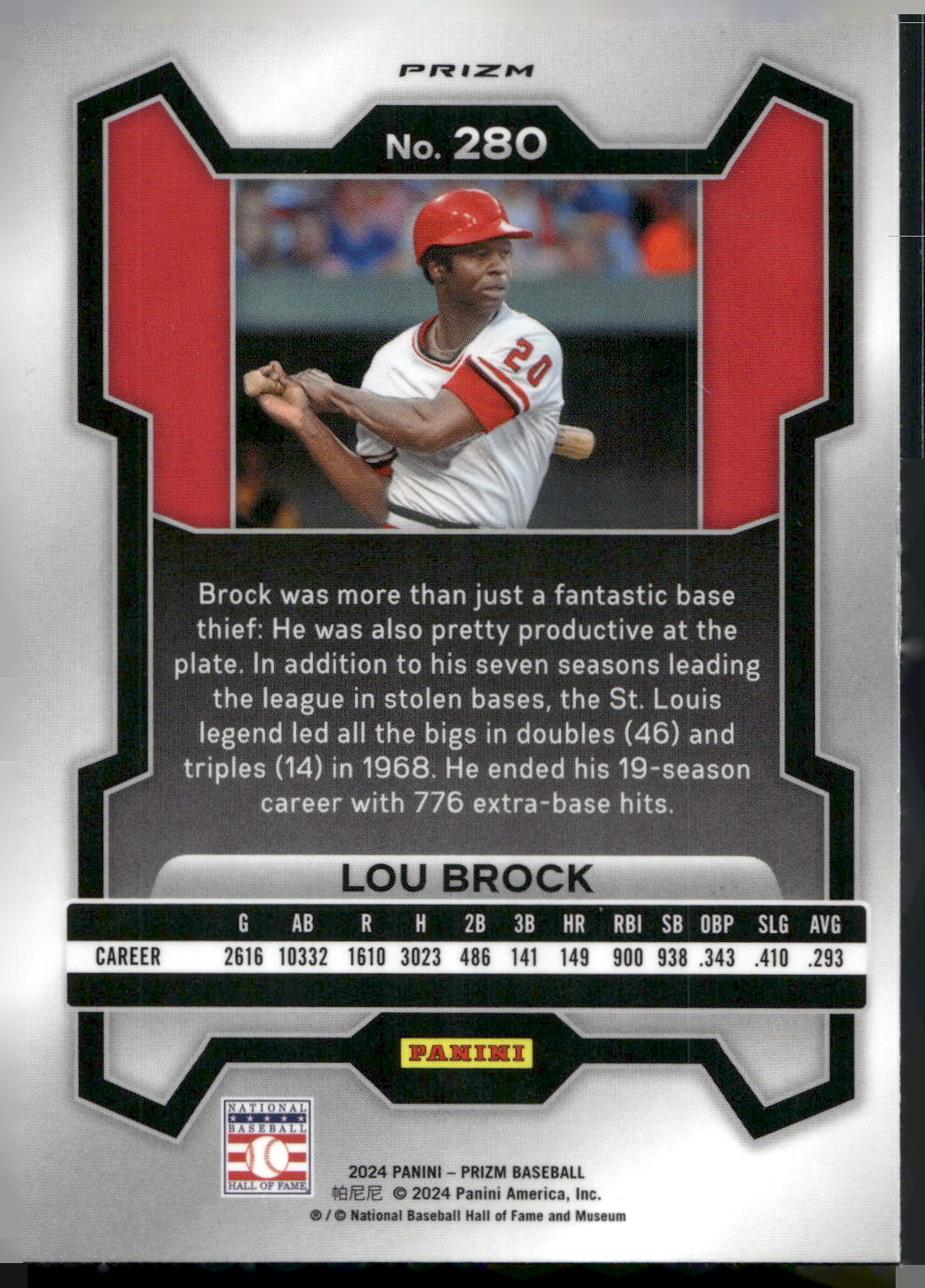 2024 Panini Prizm #280 Lou Brock Silver Prizms