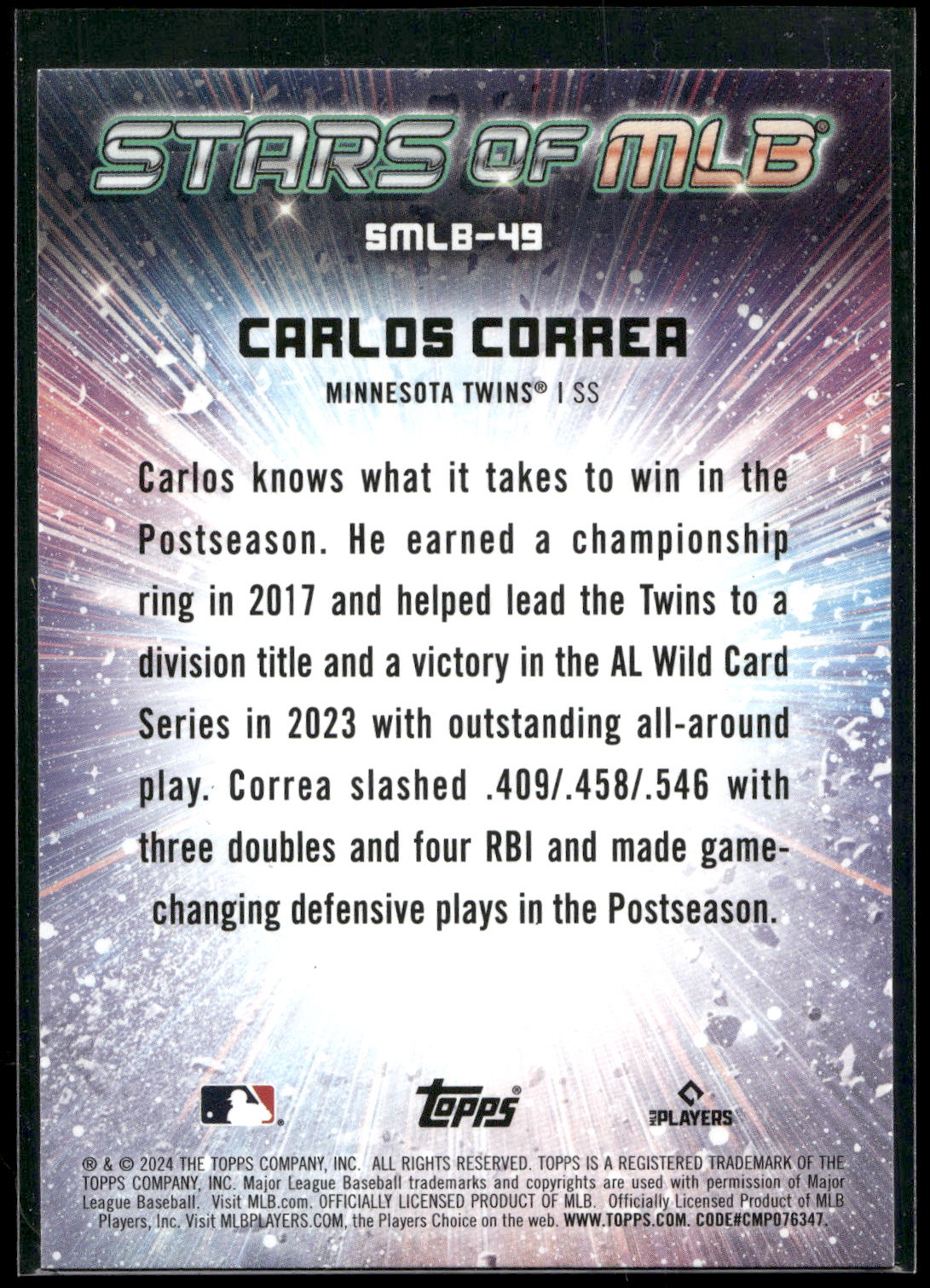 2024 Topps #SMLB-49 Carlos Correa Stars of MLB