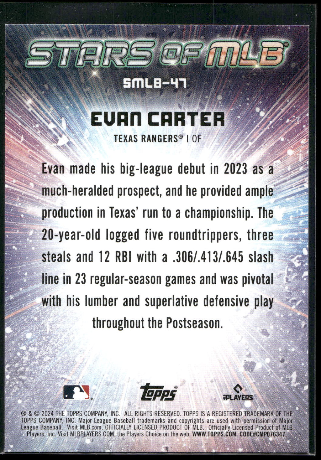 2024 Topps #SMLB-47 Evan Carter Stars of MLB