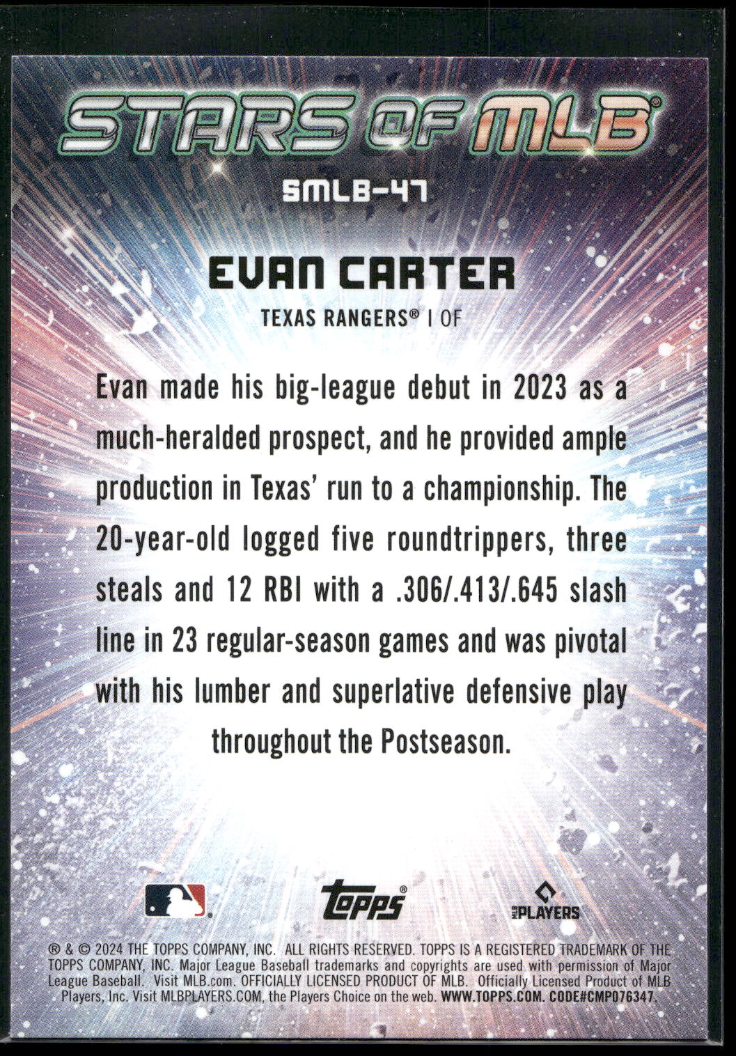 2024 Topps #SMLB-47 Evan Carter Stars of MLB
