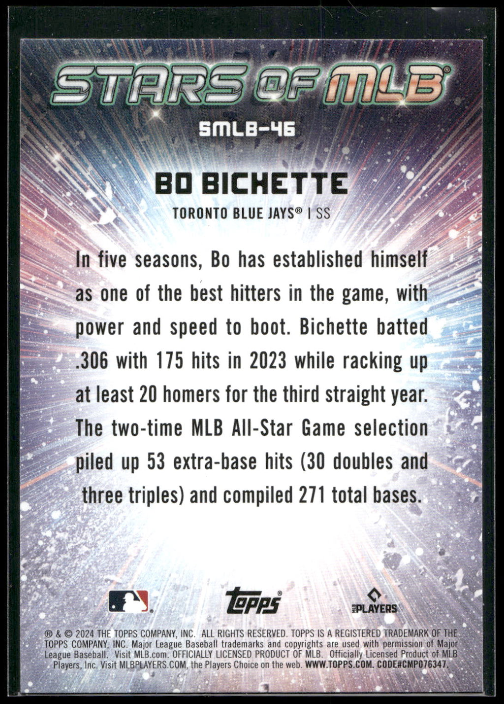 2024 Topps #SMLB-46 Bo Bichette Stars of MLB