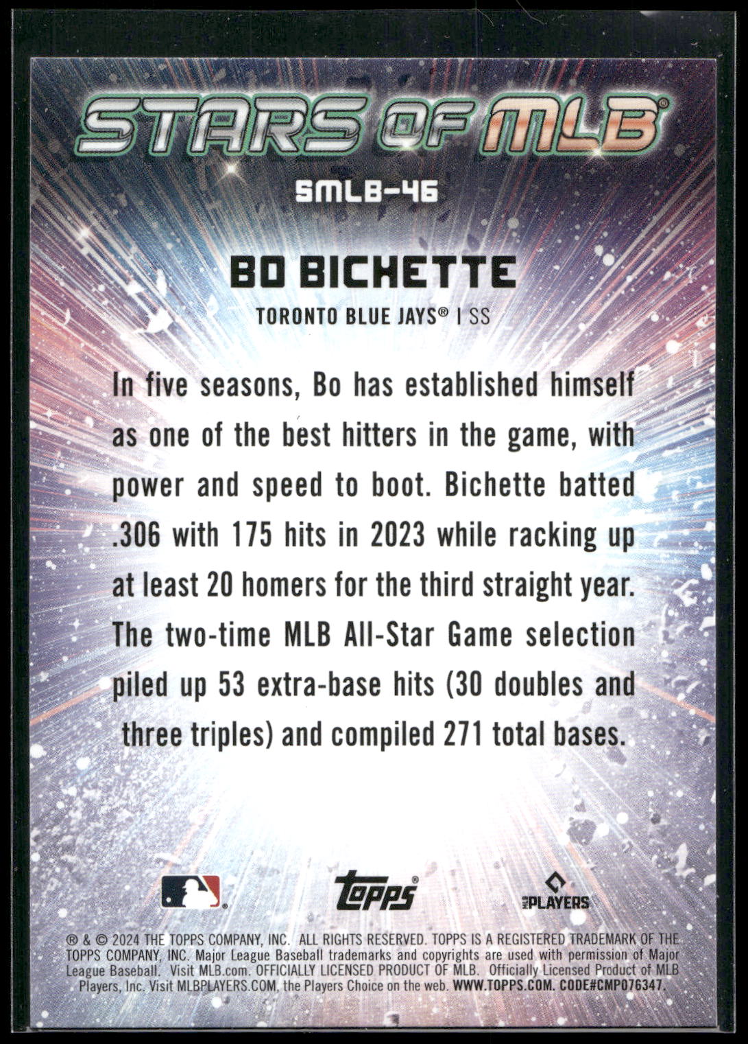 2024 Topps #SMLB-46 Bo Bichette Stars of MLB