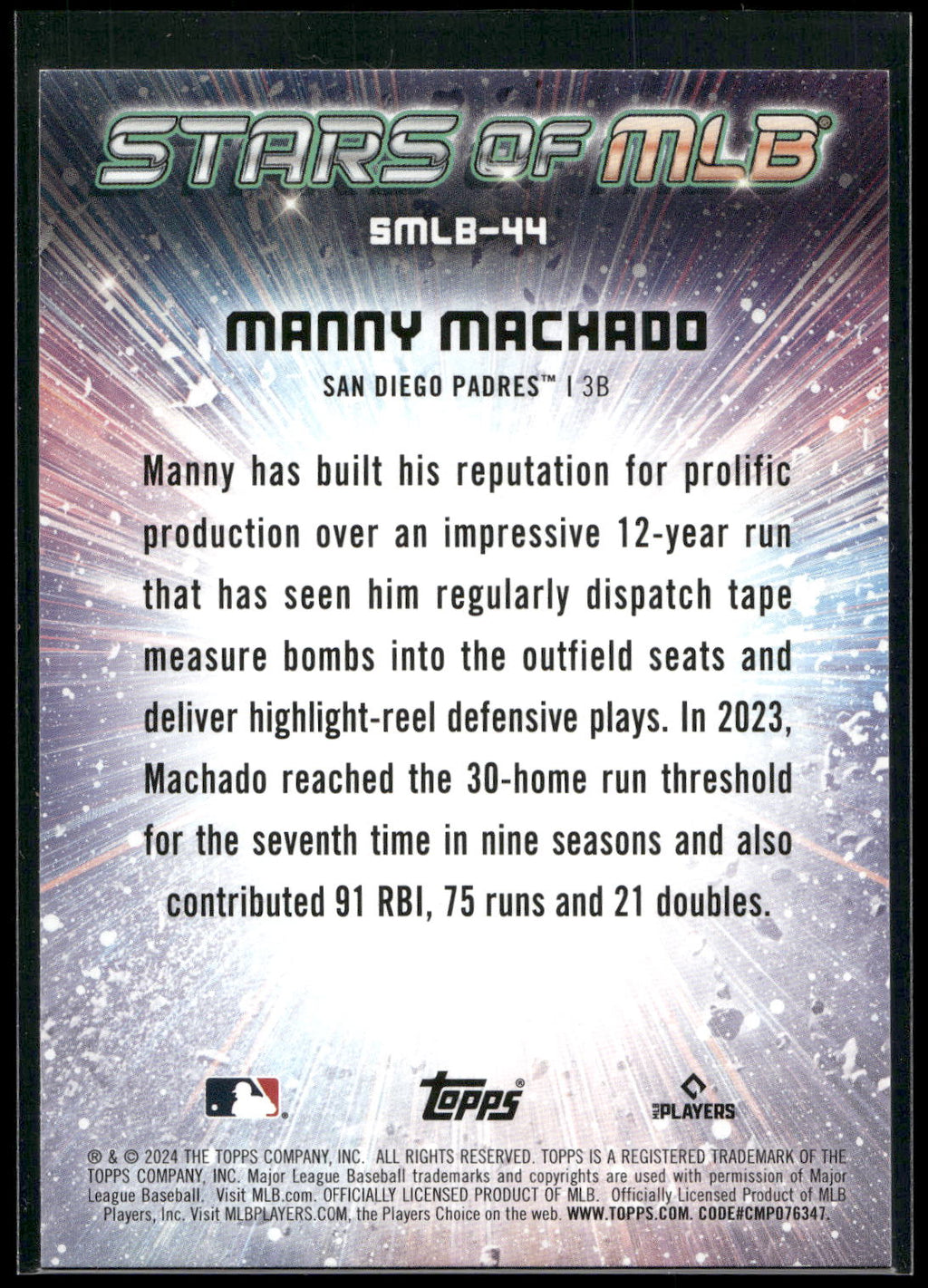 2024 Topps #SMLB-44 Manny Machado Stars of MLB