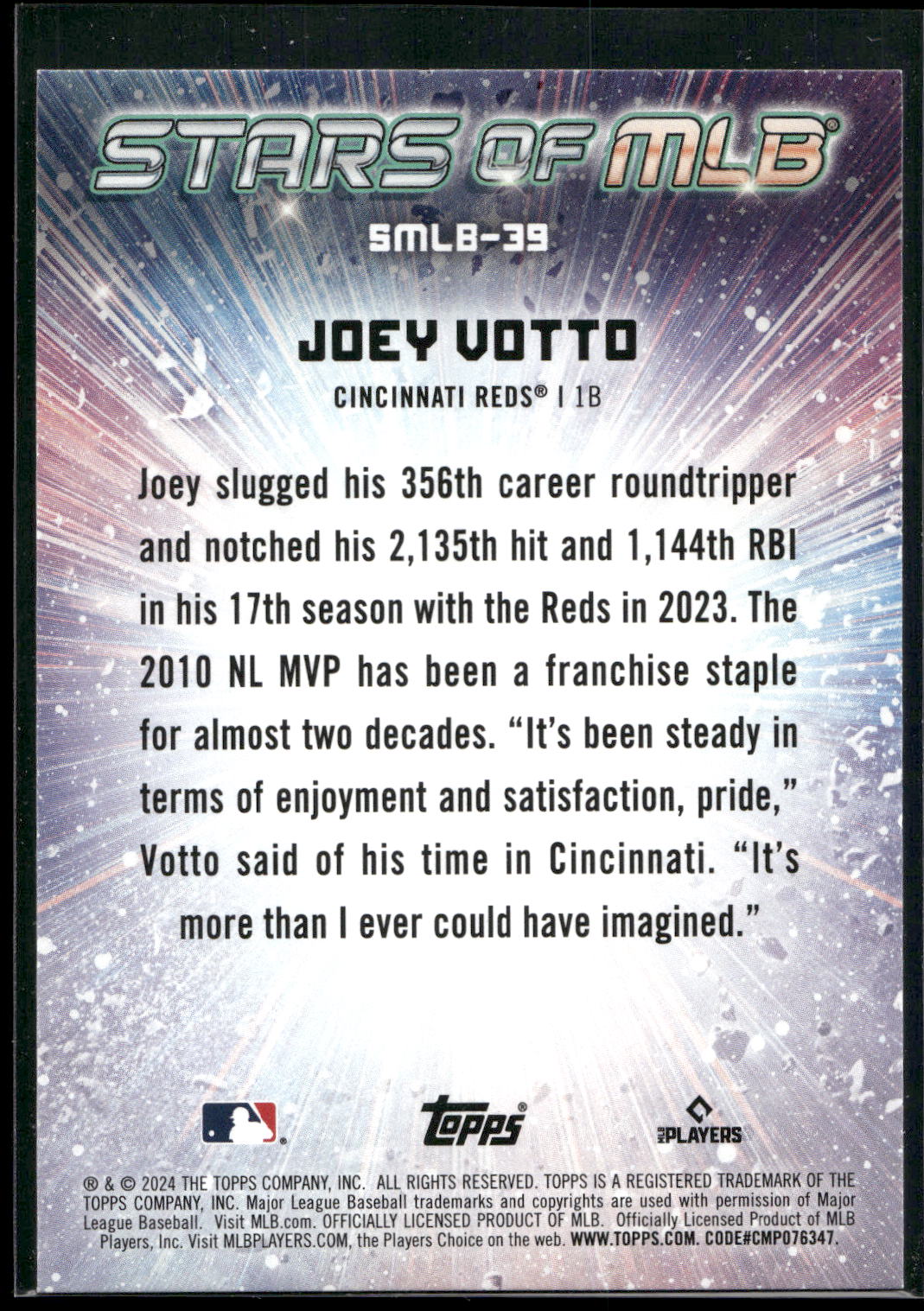 2024 Topps #SMLB-39 Joey Votto Stars of MLB