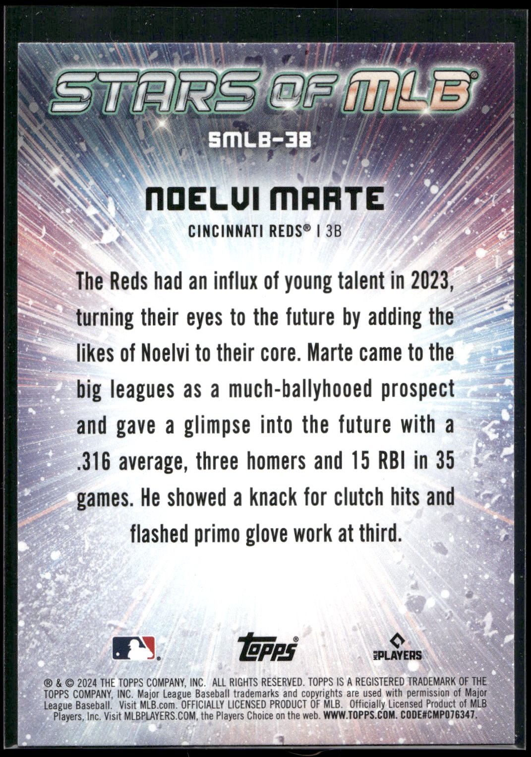 2024 Topps #SMLB-38 Noelvi Marte Stars of MLB