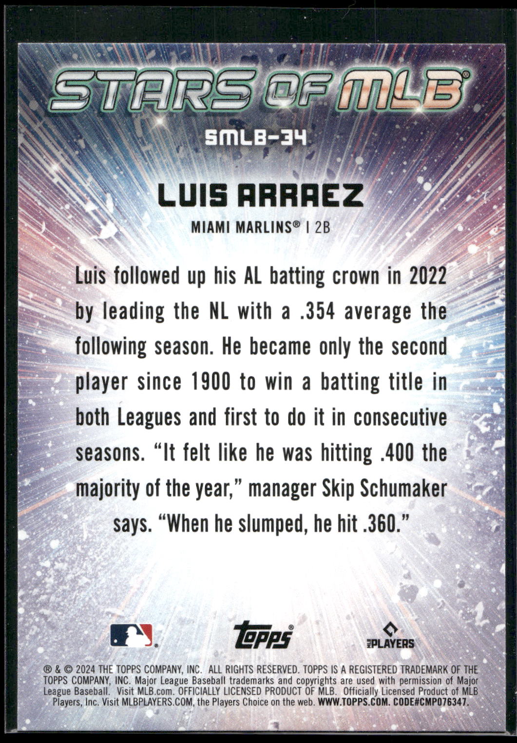 2024 Topps #SMLB-34 Luis Arraez Stars of MLB