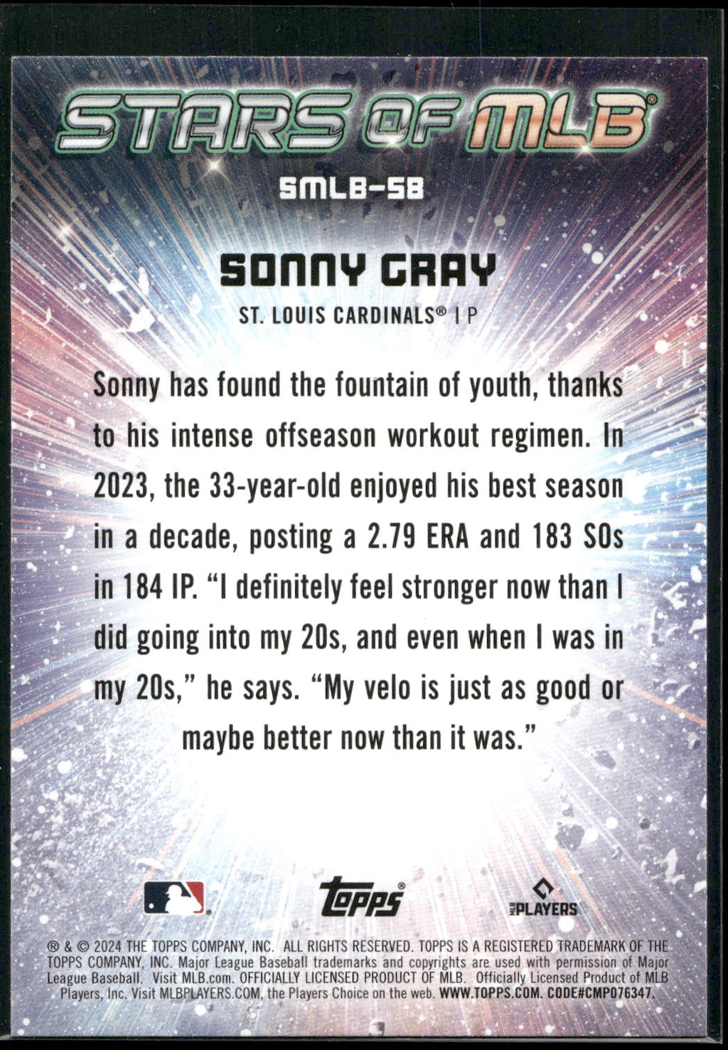2024 Topps #SMLB-58 Sonny Gray Stars of MLB