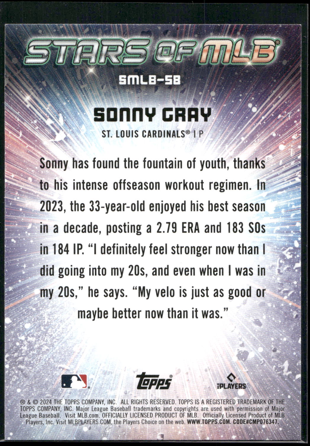 2024 Topps #SMLB-58 Sonny Gray Stars of MLB