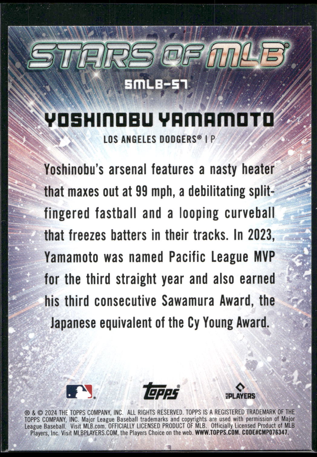 2024 Topps #SMLB-57 Yoshinobu Yamamoto Stars of MLB