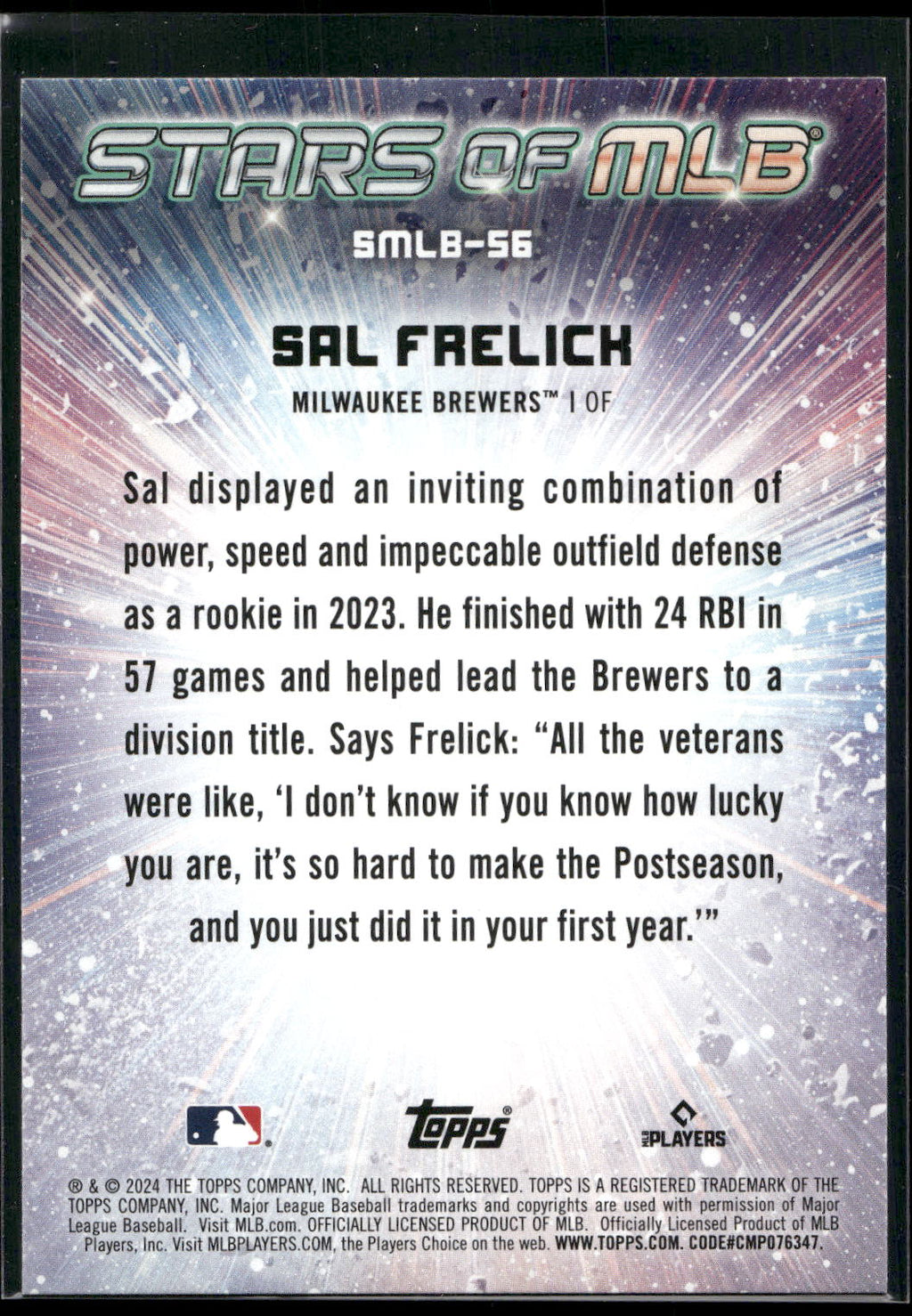 2024 Topps #SMLB-56 Sal Frelick Stars of MLB