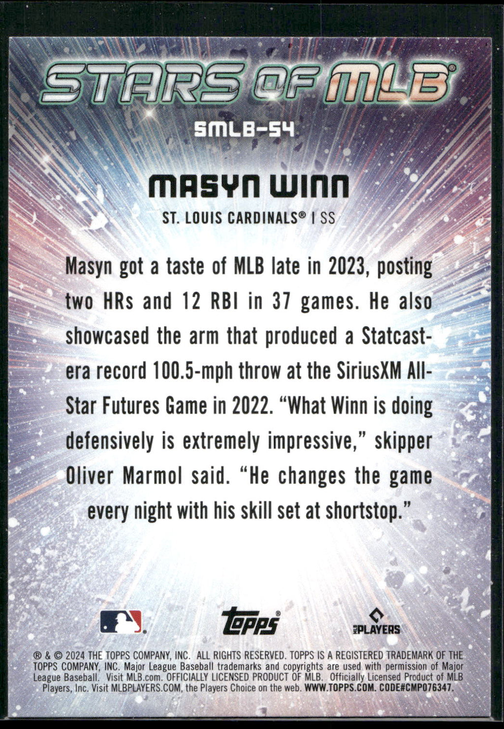 2024 Topps #SMLB-54 Masyn Winn Stars of MLB