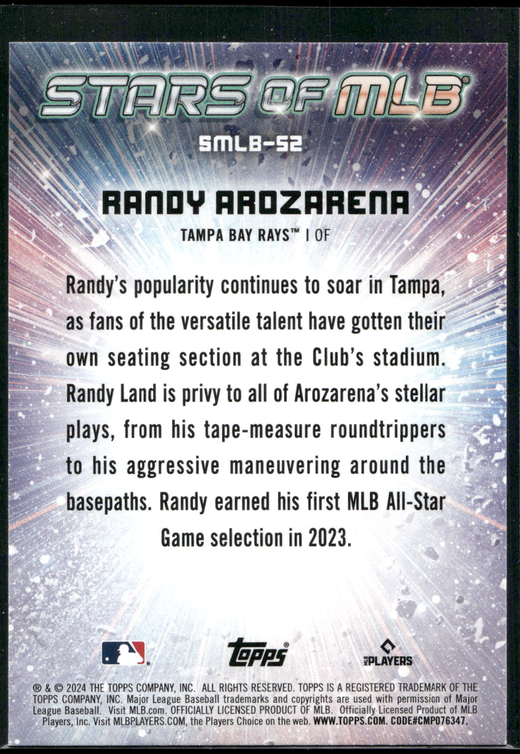 2024 Topps #SMLB-52 Randy Arozarena Stars of MLB