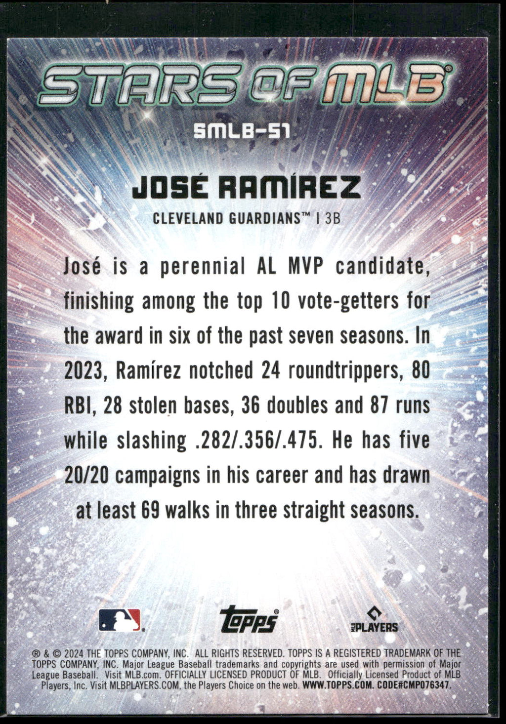 2024 Topps #SMLB-51 José Ramírez Stars of MLB