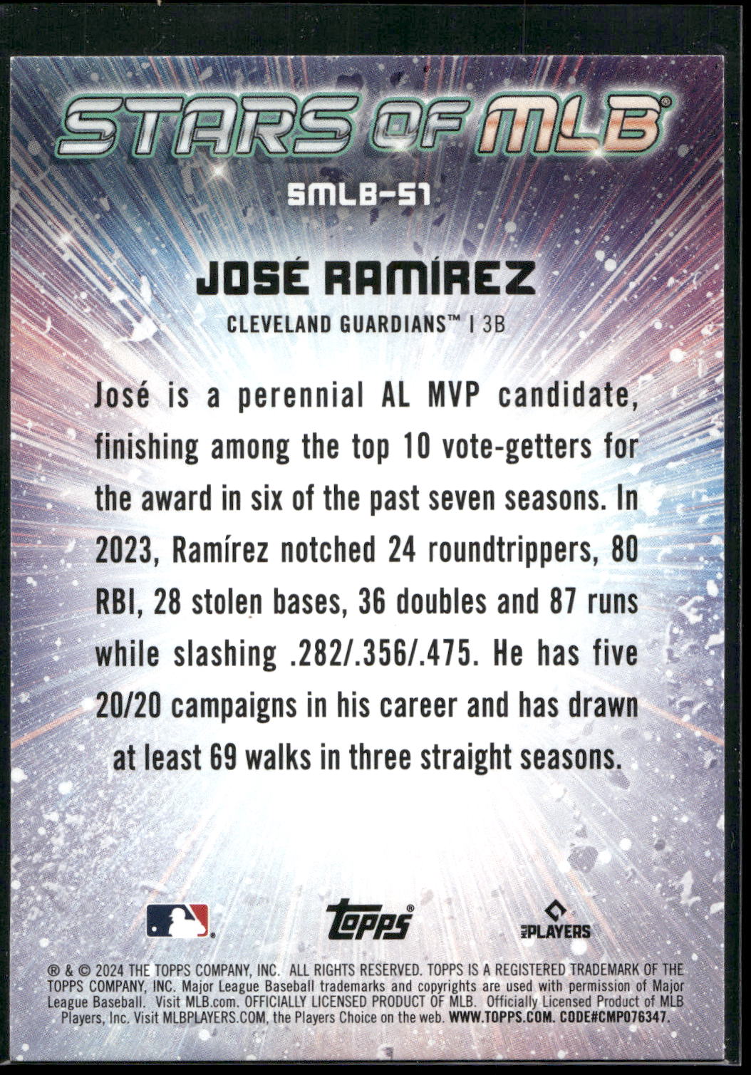 2024 Topps #SMLB-51 José Ramírez Stars of MLB