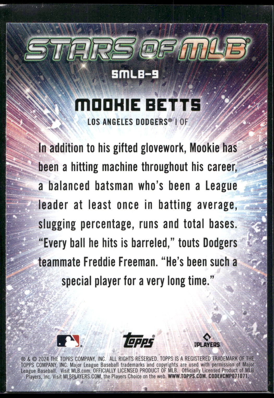 2024 Topps #SMLB-9 Mookie Betts Stars of MLB