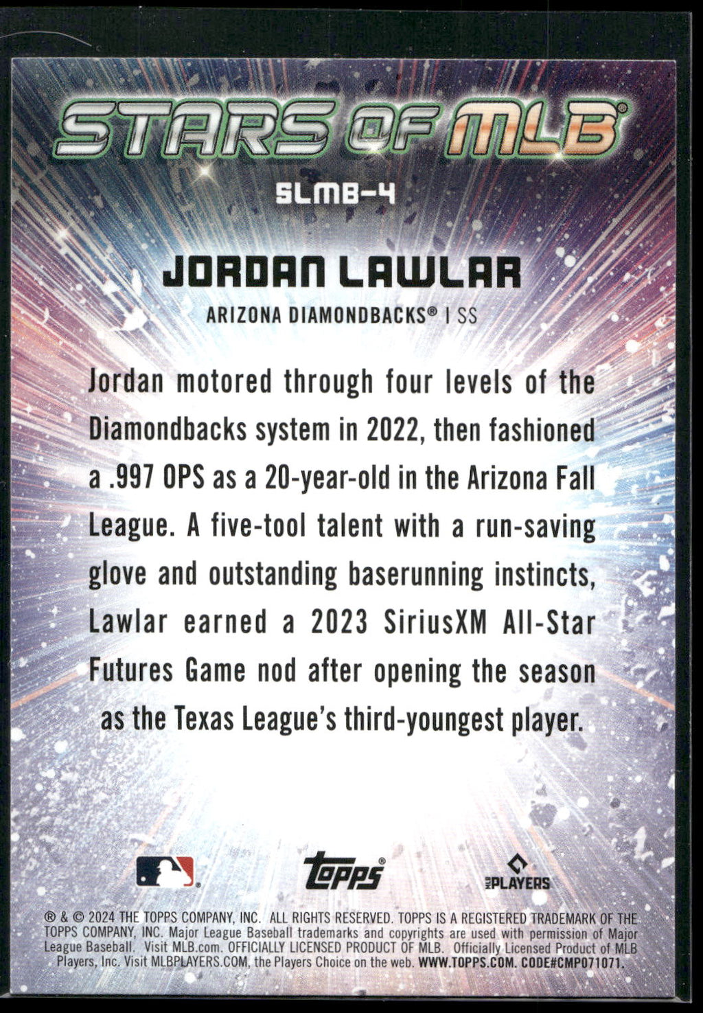 2024 Topps #SLMB-4 Jordan Lawlar Stars of MLB