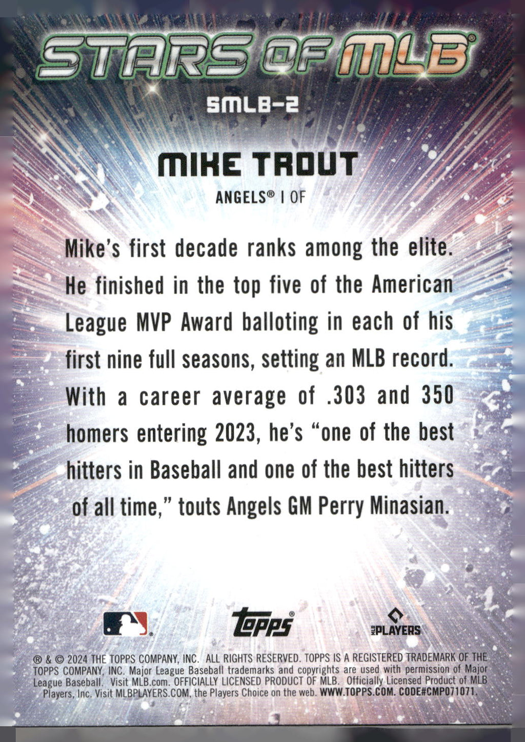2024 Topps #SMLB-2 Mike Trout Stars of MLB