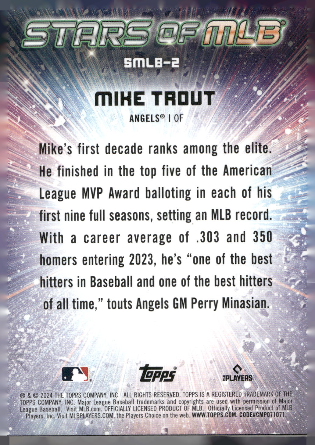 2024 Topps #SMLB-2 Mike Trout Stars of MLB