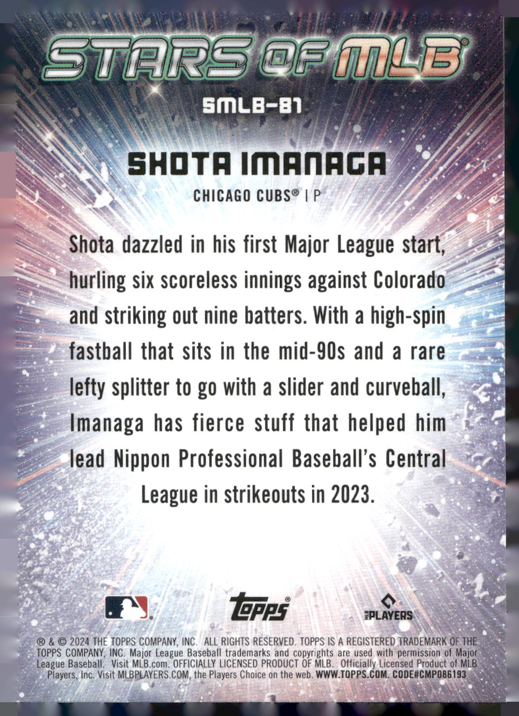 2024 Topps Update #SMLB-81 Shota Imanaga Stars of MLB