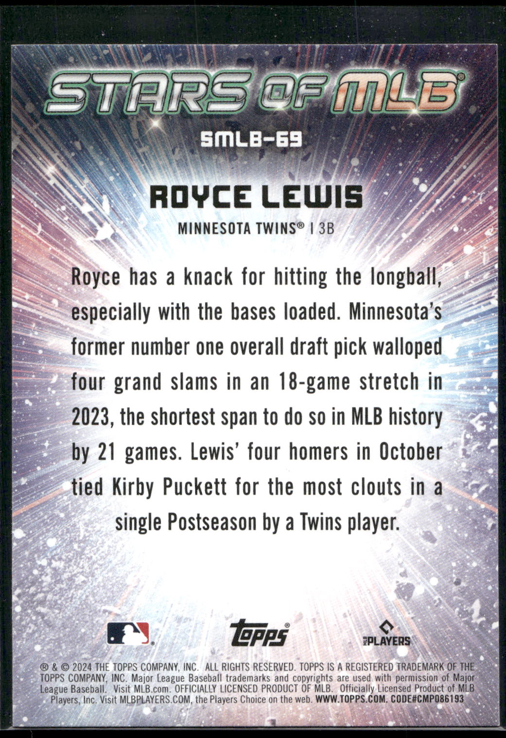 2024 Topps Update #SMLB-69 Royce Lewis Stars of MLB