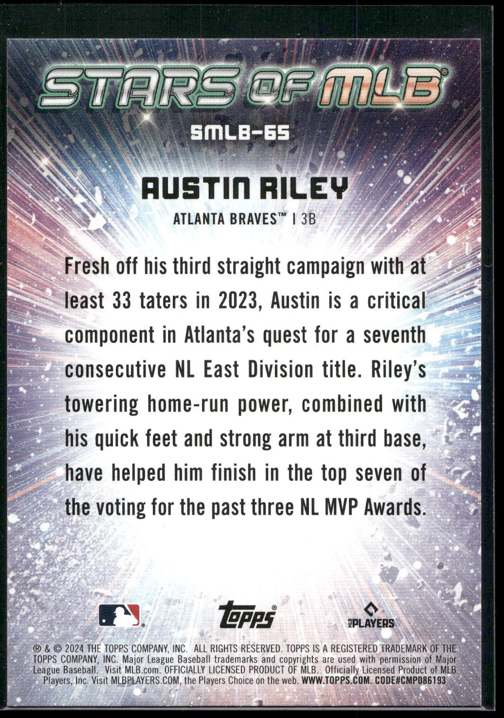 2024 Topps Update #SMLB-65 Austin Riley Stars of MLB