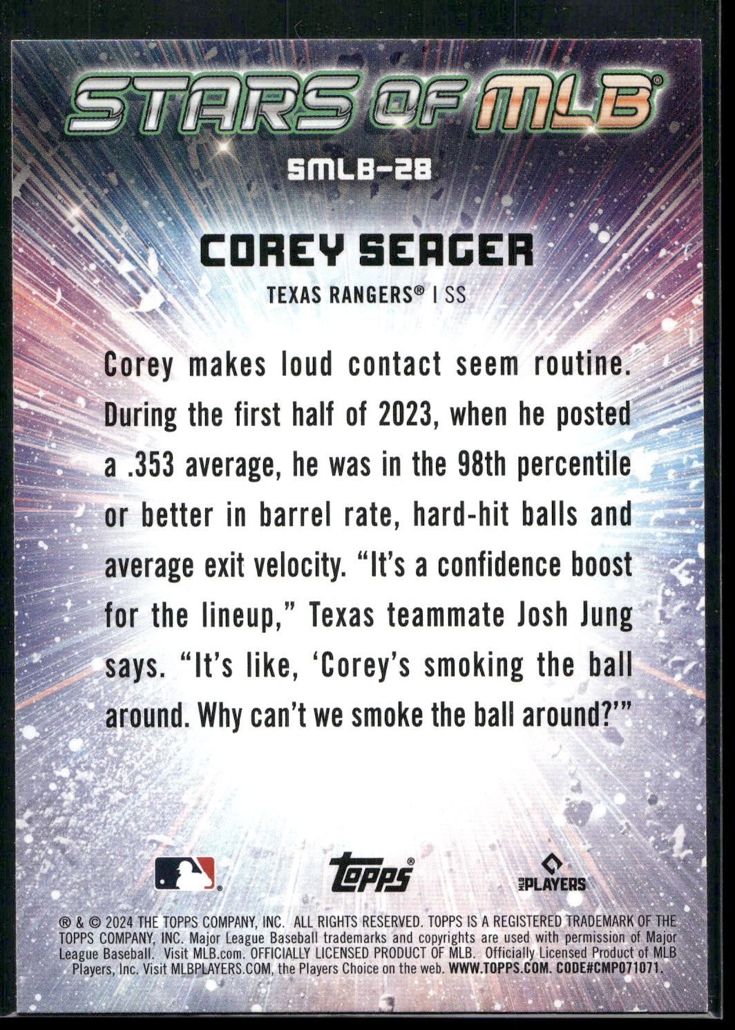 2024 Topps #SMLB-28 Corey Seager Stars of MLB
