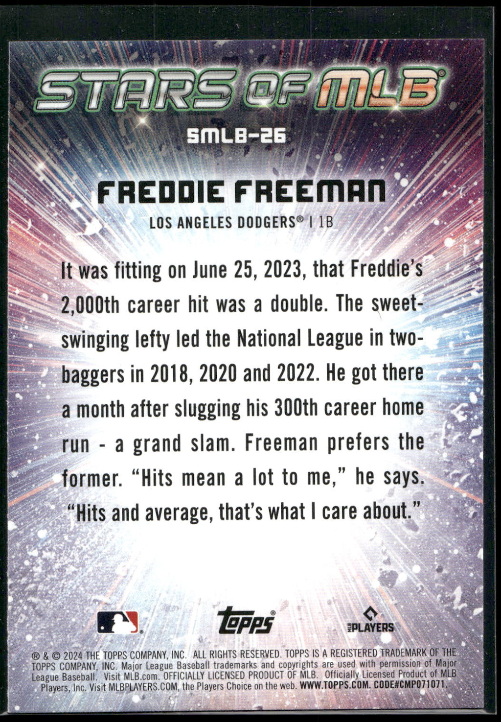 2024 Topps #SMLB-26 Freddie Freeman Stars of MLB