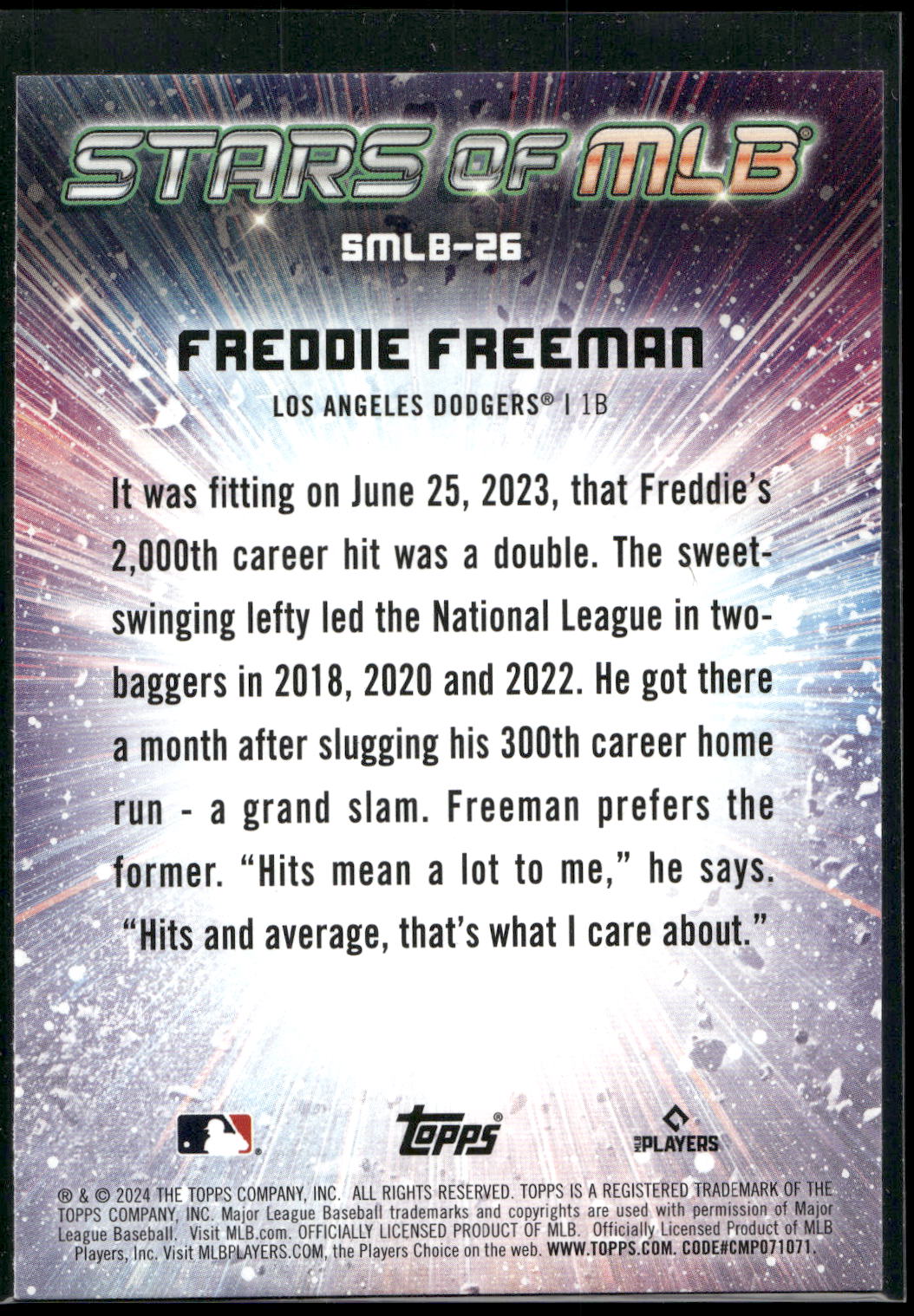 2024 Topps #SMLB-26 Freddie Freeman Stars of MLB