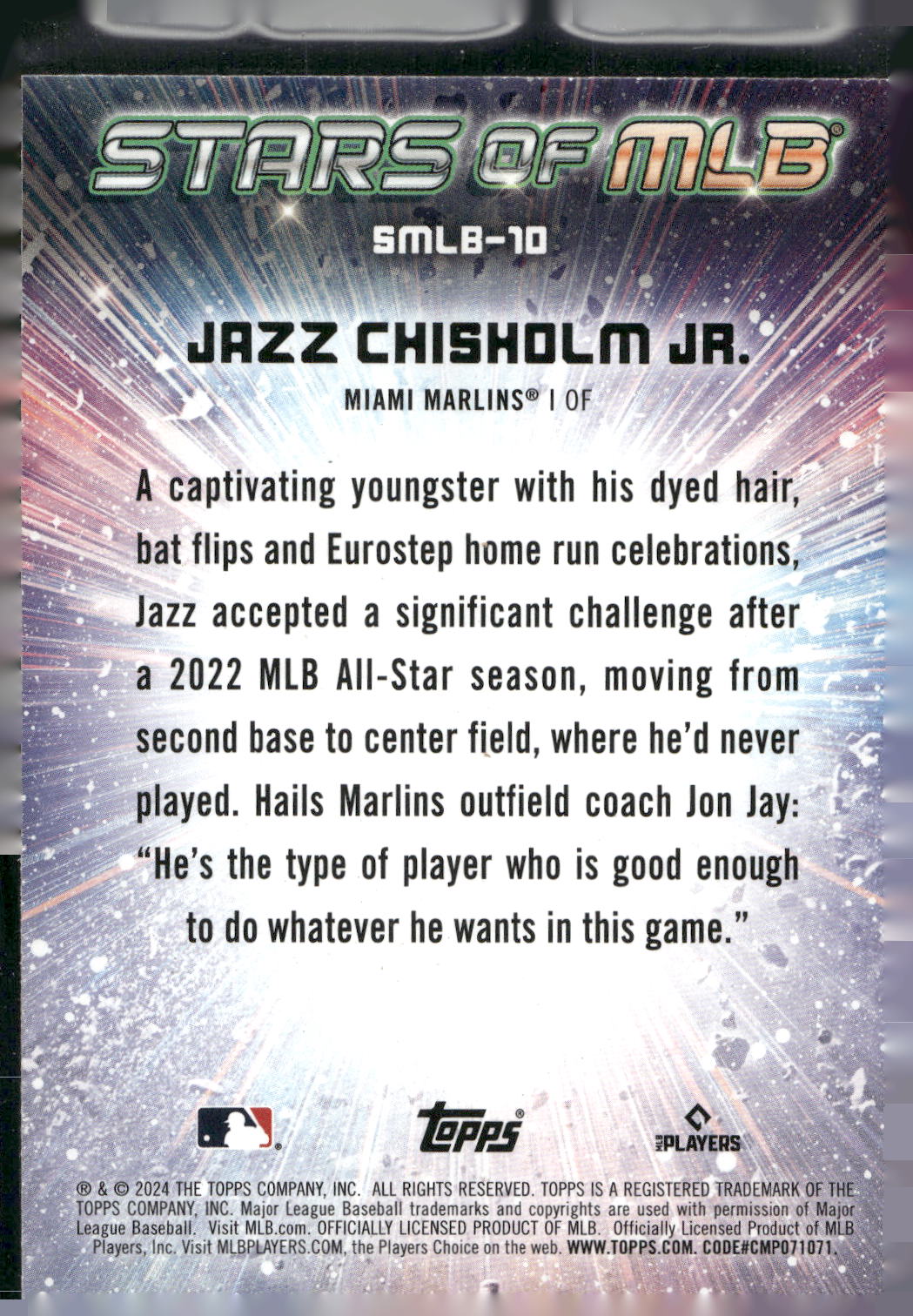 2024 Topps #SMLB-10 Jazz Chisholm Jr. Stars of MLB
