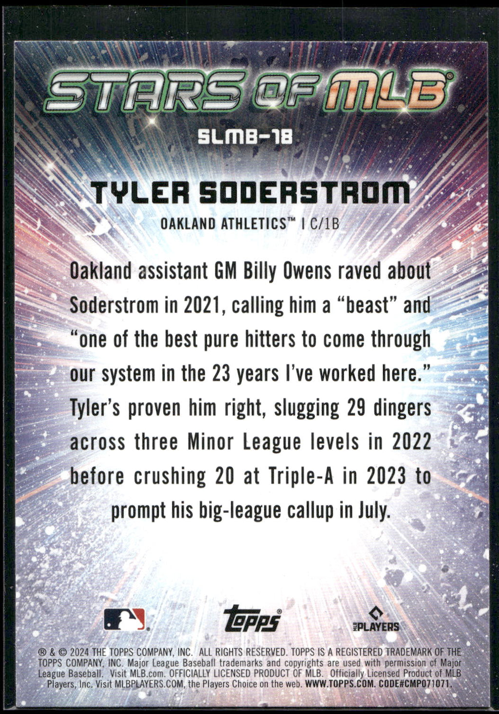2024 Topps #SLMB-18 Tyler Soderstrom Stars of MLB