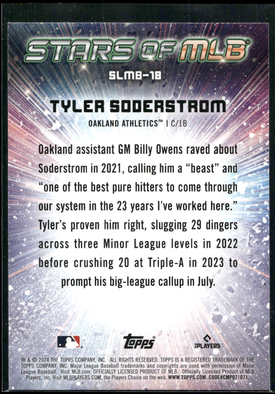 2024 Topps #SLMB-18 Tyler Soderstrom Stars of MLB