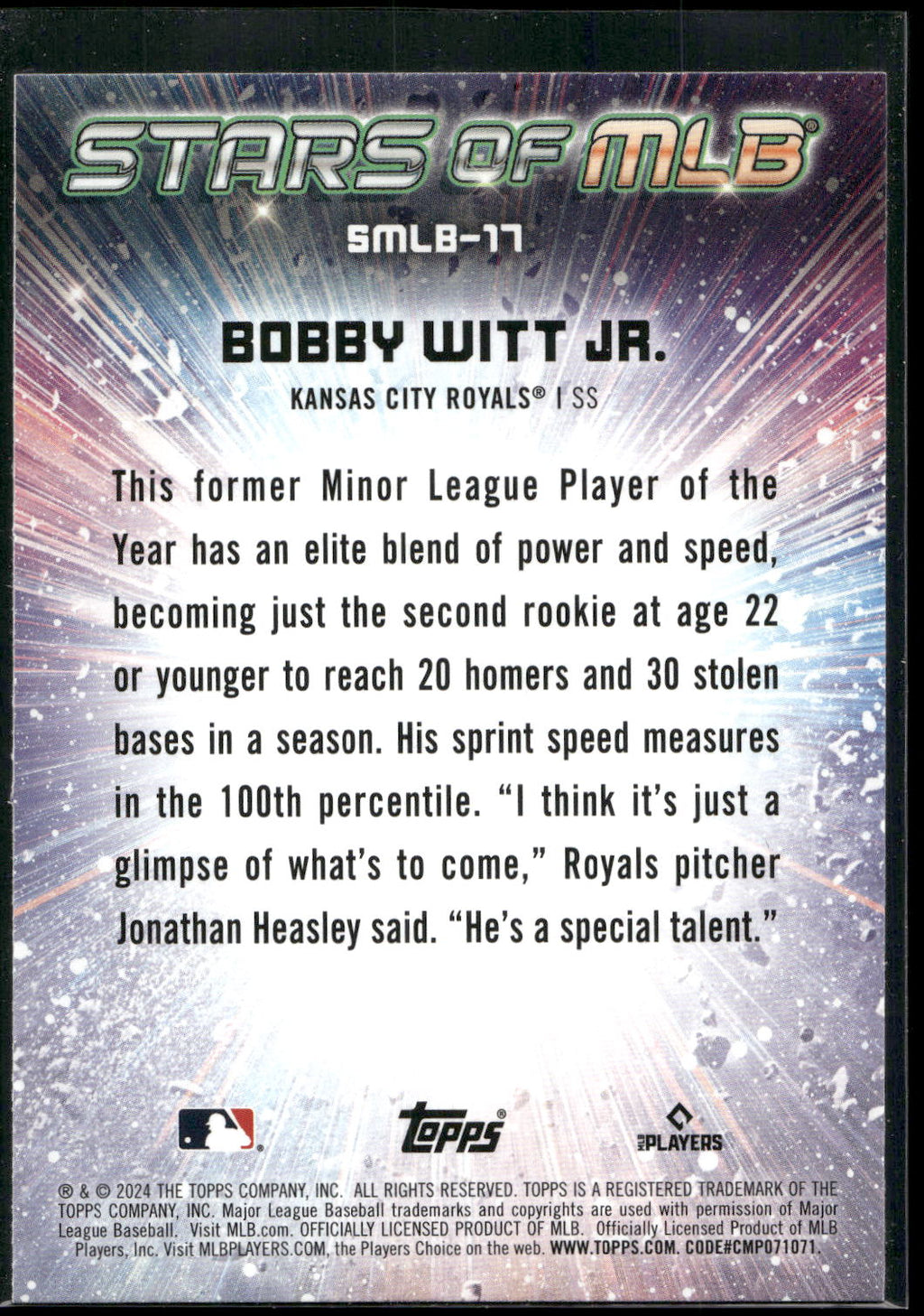 2024 Topps #SMLB-17 Bobby Witt Jr. Stars of MLB