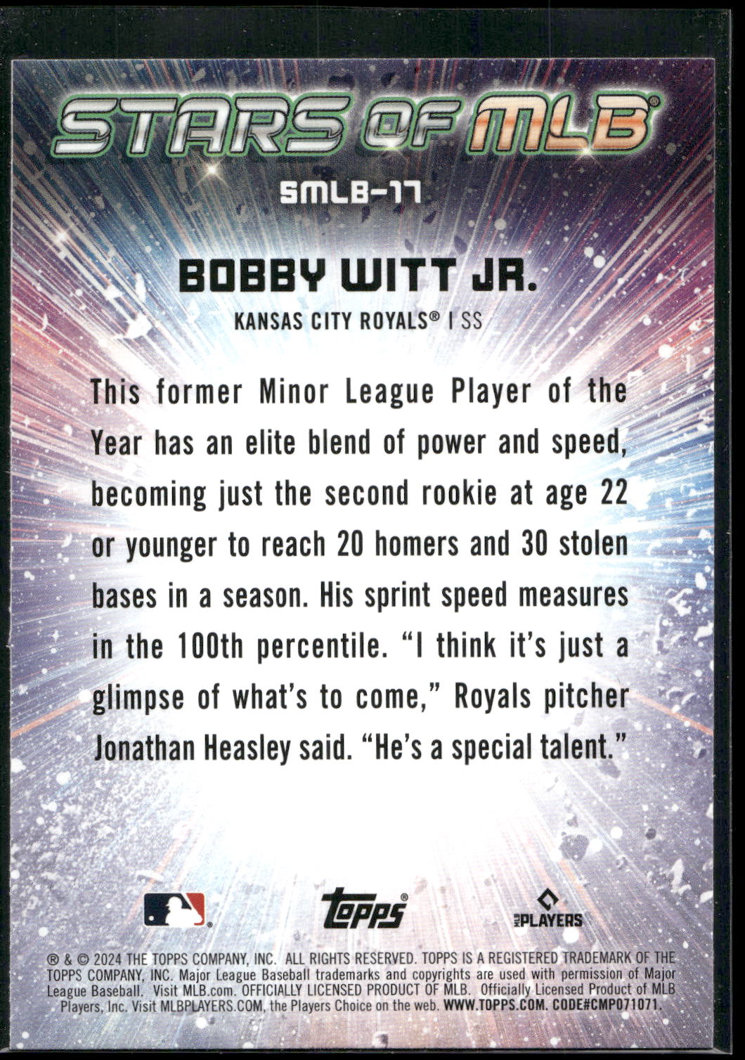 2024 Topps #SMLB-17 Bobby Witt Jr. Stars of MLB